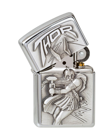 Zapalniczka Zippo emblemat z Thorem z młotem otwarta