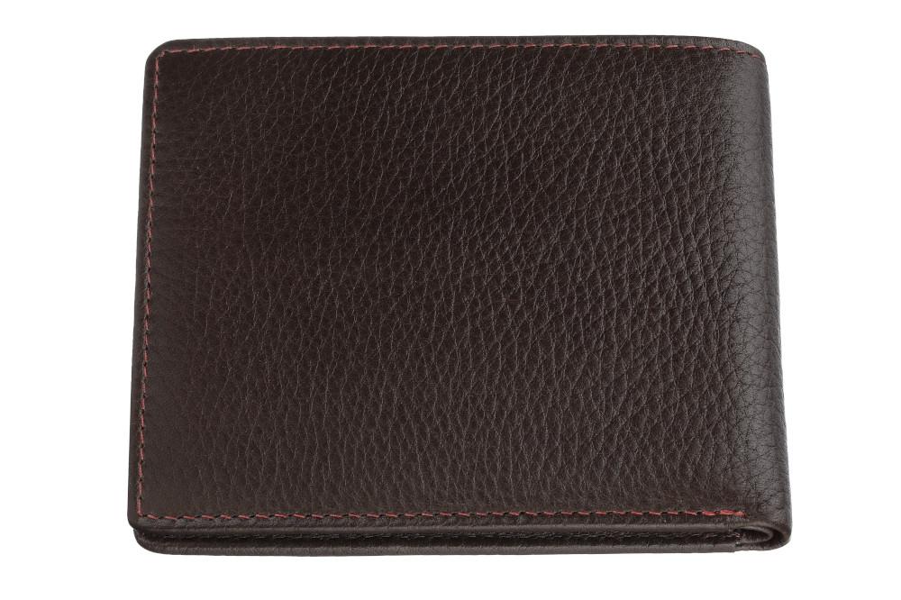 Widok z tyłu portfel na karty kredytowe brązowy zamknięty