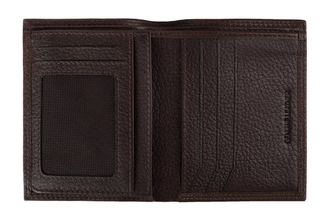 Skórzany portfel Zippo brązowy z logo Zippo otwarty