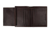 Skórzany portfel Zippo brązowy zamknięty z logo Zippo podwójnie otwarty