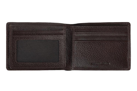 Widok z przodu portfel Zippo z brązowej skóry otwarty 