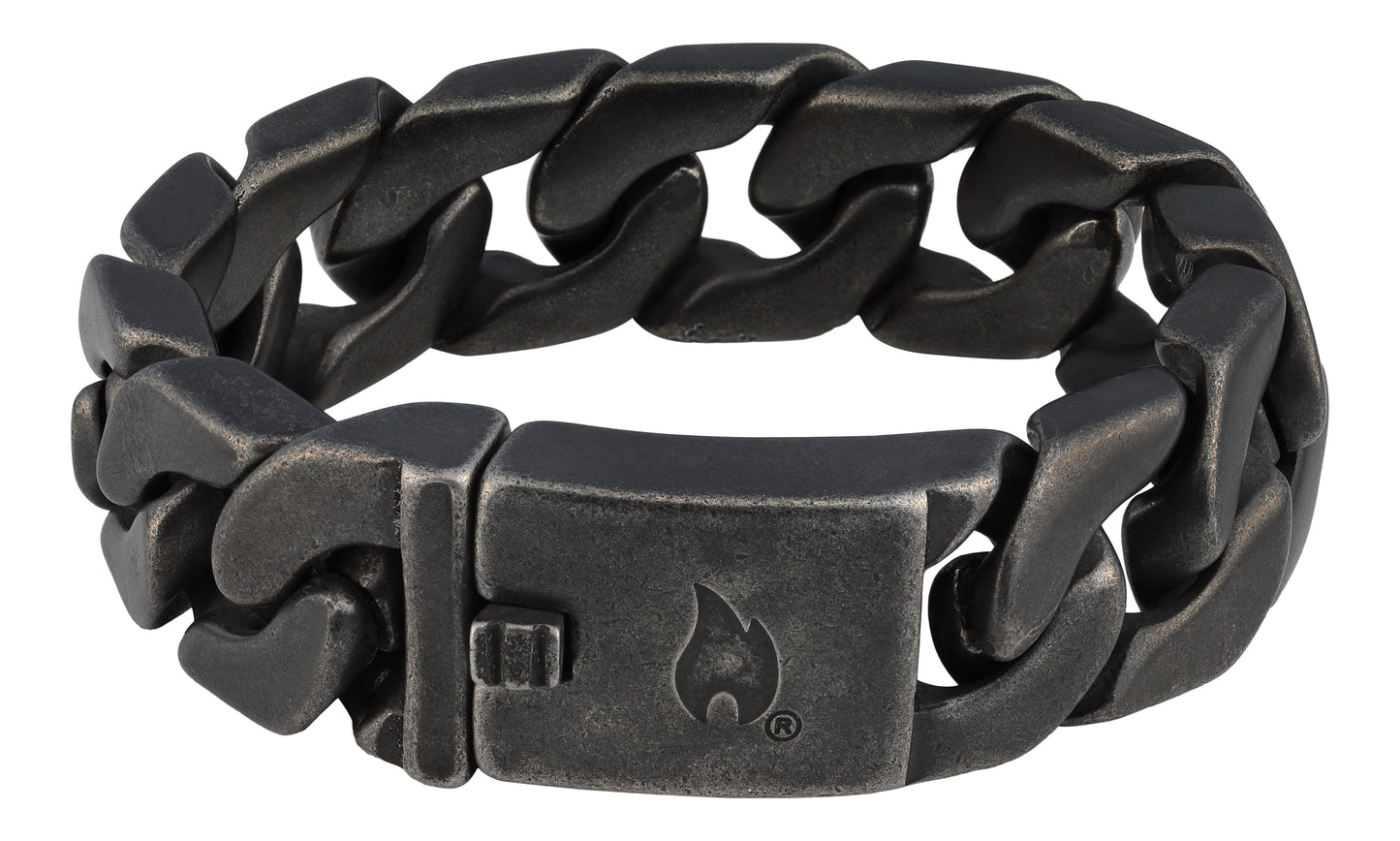 Bransoletka ze stali nierdzewnej z grubymi ogniwami i płomieniem Zippo na zapięciu