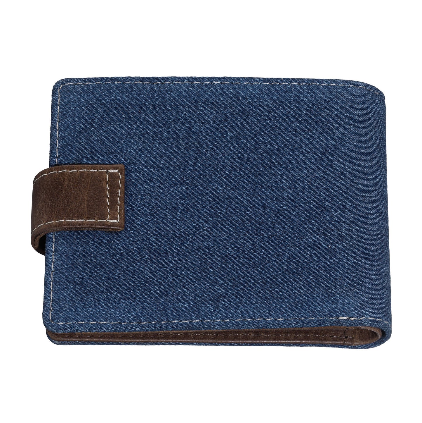 Zippo Portfel Widok z tyłu Ciemny denim i brązowa skóra z przyciskiem