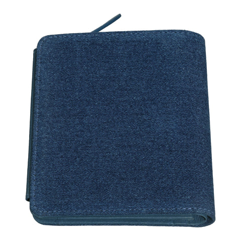Tylny widok Zippo Denim i niebieski skórzany portfel z zamkiem błyskawicznym