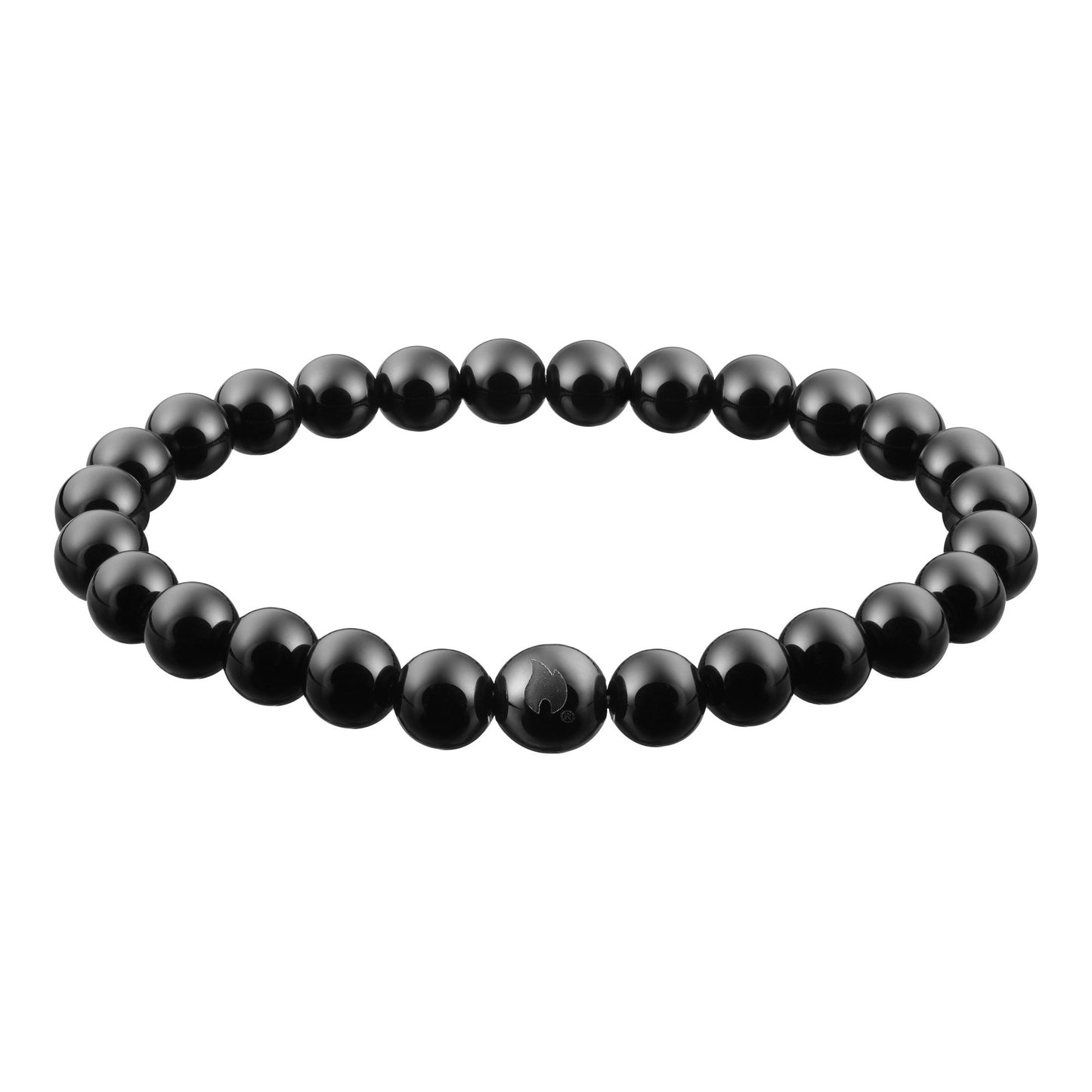 Bransoletka Zippo z czarnej perły z agatu i stali nierdzewnej z płomieniem Zippo