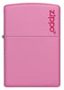 Widok z przodu zapalniczka Zippo Pink Matte model podstawowy z logo Zippo