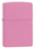 Widok z przodu kąt 3/4 zapalniczka Zippo Pink Matte model podstawowy 