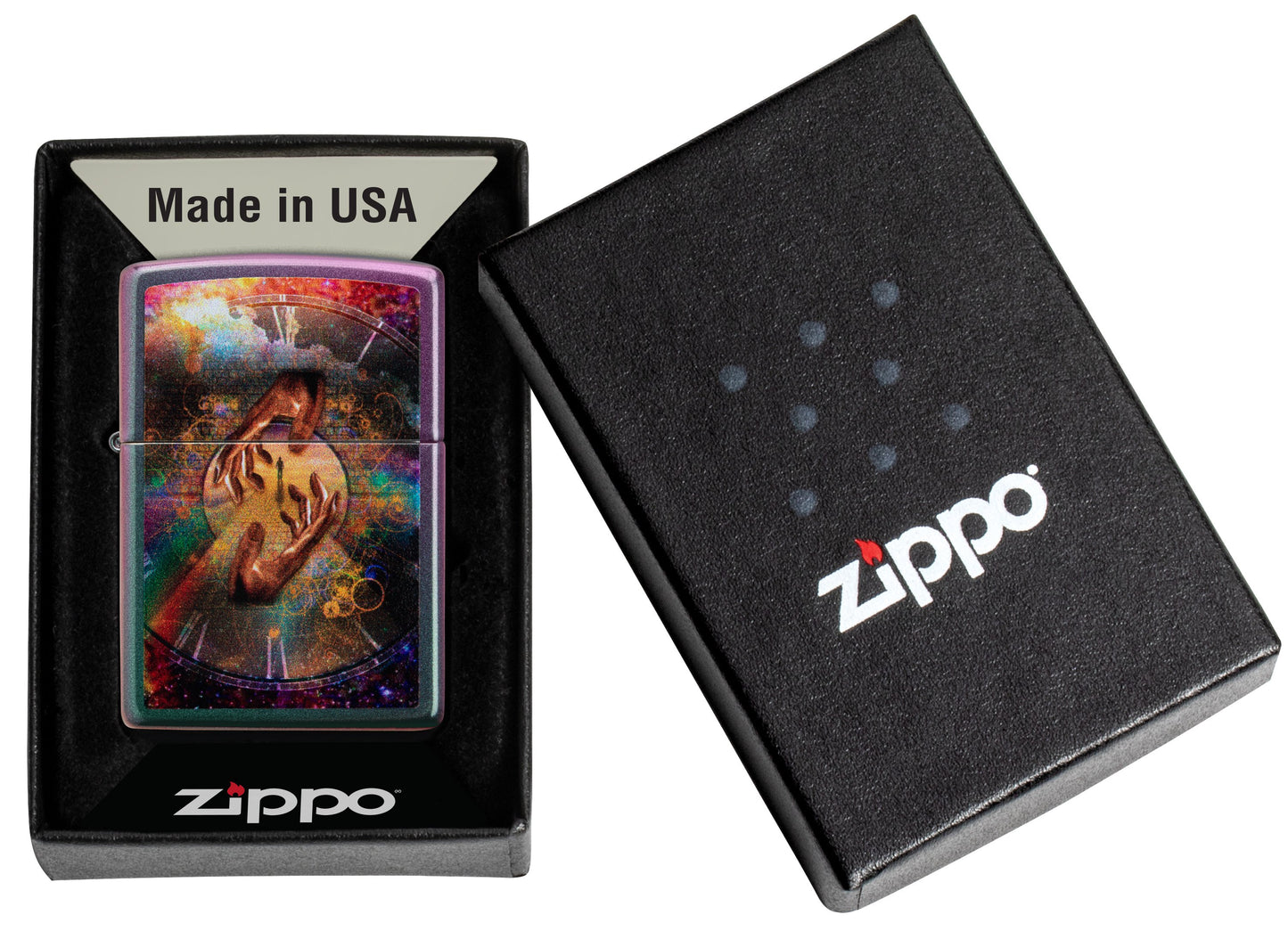 Zapalniczka Zippo fioletowo-zielona matowa Spiritual Journey Podróż w czasie Online Tylko w otwartym pudełku prezentowym