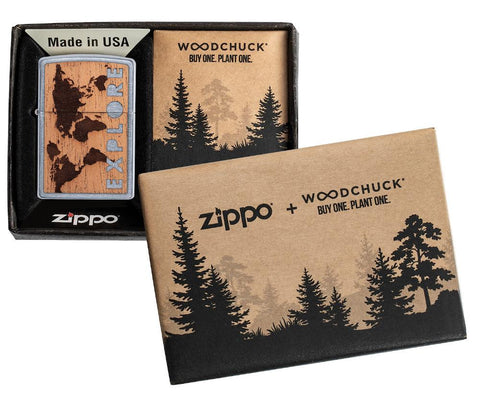 Zapalniczka Zippo Chrome Woodchuck Landscape w otwartym pudełku