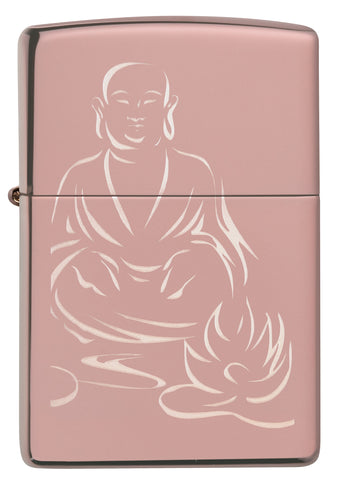 Zapalniczka Zippo z widokiem z przodu Medytujący Budda Rose Gold Tylko Online