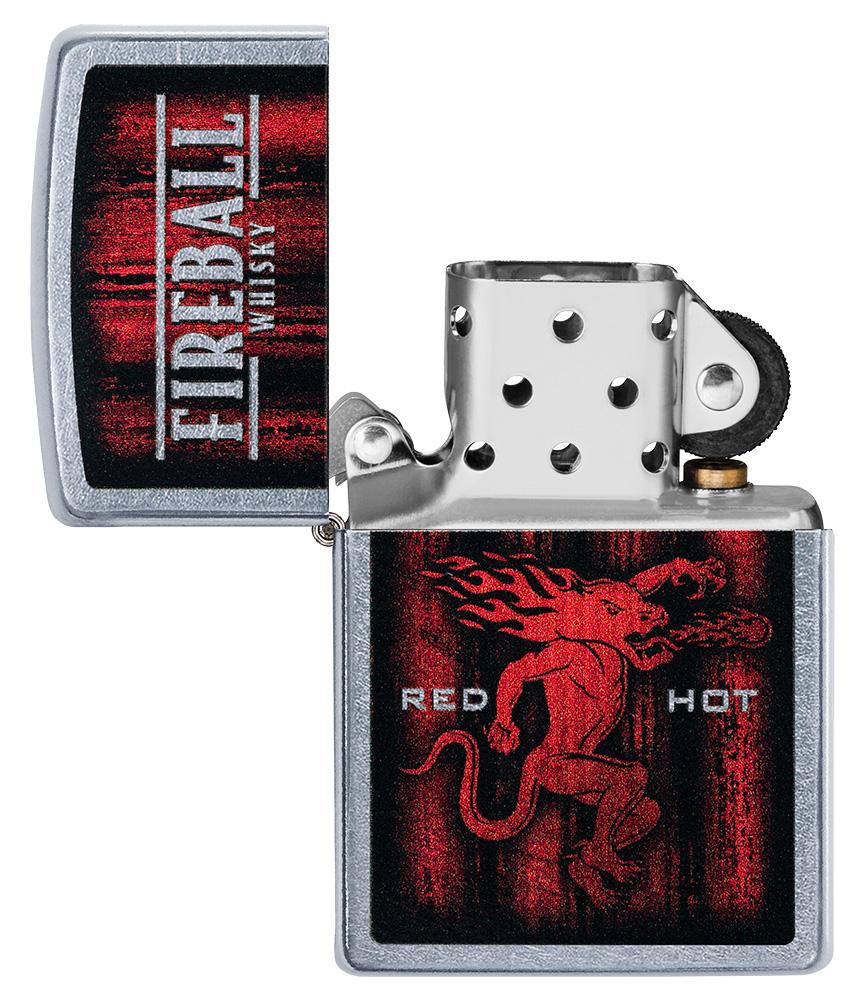 Zapalniczka Zippo chrom Fireball Whisky otwarta