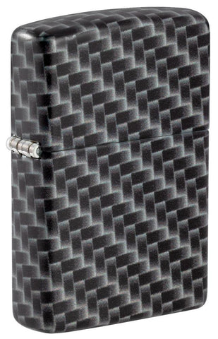 Widok z przodu zapalniczka Zippo kąt 3/4 White Matte 540 Grad Color Image ze wzorem z prostokątnych kafelek