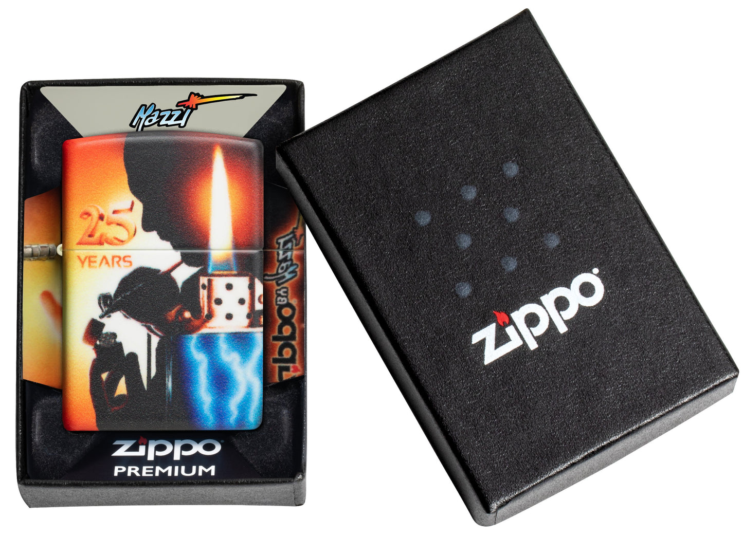 Zapalniczka Zippo 25 Years Collectible Airbrush Claudio Mazzi 540 Degree Design w otwartym pudełku prezentowym premium