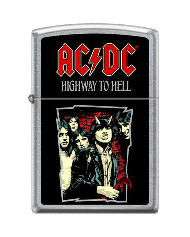 Widok z przodu zapalniczka Zippo AC/DC okładka Highway to Hell