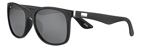 Okulary przeciwsłoneczne 3/4 kąta Zippo z czarną oprawką o wyglądzie drewna i srebrnymi aplikacjami na zausznikach
