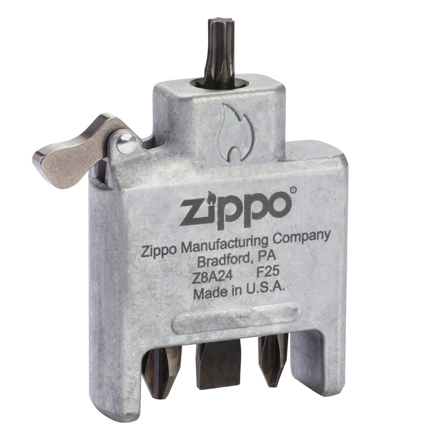 Śrubokręt Bit Safe z obudową o szczotkowanym chromowanym wykończeniu