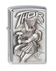 Widok z przodu zapalniczka Zippo emblemat z Thorem z młotem