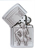 Zapalniczka Zippo chrom emblemat z kucającą kobietą w gorsecie i kozakach za kolano palącą papierosa
