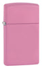 Widok z przodu kąt 3/4 zapalniczka Zippo Slim Pink Matte