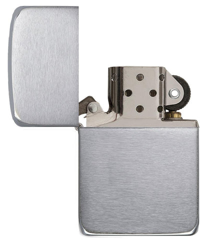 Zapalniczka Zippo 1941 Replica widok z przodu otwarty w wyglądzie szczotkowanego chromu