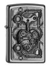 Widok z przodu zapalniczka Zippo chrom emblemat z sercem z mechanicznych elementów