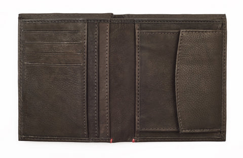 Skórzany portfel brązowy otwarty