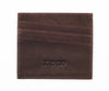 Widok z przodu etui na karty kredytowe brązowe 3 przegródki logo Zippo
