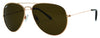 Okulary Zippo Pilot Widok z przodu ¾ Kąt metal z złotą oprawką
