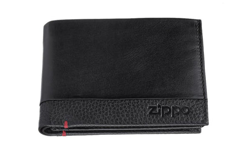 Widok z przodu skórzany portfel Zippo zamknięty z logo Zippo