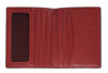 Portfel na karty kredytowe wzór moro otwarty z czerwonym wnętrzem