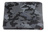 Widok z tyłu skórzany portfel Zippo szary wzór moro z logo Zippo