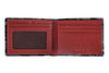 Skórzany portfel Zippo szary wzór moro z logo Zippo otwarty z czerwonym wnętrzem