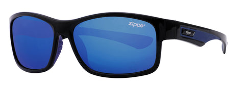 Zippo Okulary przeciwsłoneczne Widok z przodu ¾ kątowe Okulary sportowe w kolorze czarnym niebieskim