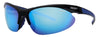 Okulary przeciwsłoneczne z widokiem z przodu 3/4 kąta Zippo Okulary sportowe w kolorze czarnym z półramką, niebieskie soczewki