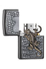 Zapalniczka Zippo szara emblemat z gekonem otwarta