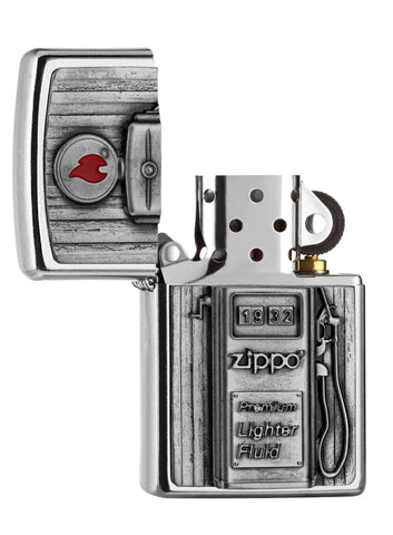 Zapalniczka Zippo emblemat z dystrybutorem paliwa z płomieniem Zippo