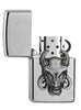 Zapalniczka Zippo chrom emblemat z diabłem otwarta