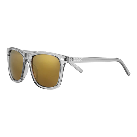 Okulary przeciwsłoneczne 3/4 kątowe Zippo z jasnobrązowymi soczewkami i szarymi przezroczystymi oprawkami