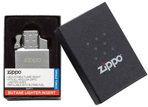 Wkład butanowy Zippo z pojedynczym płomieniem w otwartym pudełku
