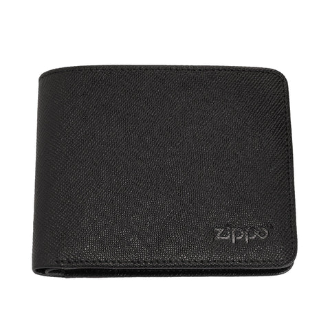 Portfel Zippo ze skóry bydlęcej saffiano widok z przodu z logo Zippo
