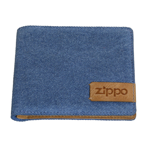 Zippo Portfel na karty kredytowe z przodu Denim i skóry z logo