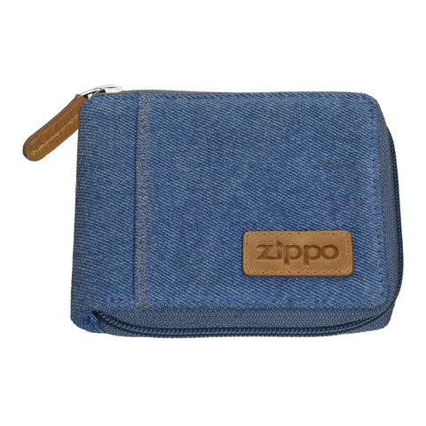 Widok z przodu Zippo Denim Zipper Bi-Fold Wallet z logo