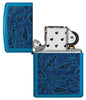 Zapalniczka Zippo otwarta z przodu w kolorze niebieskim o wysokim połysku z ilustracją stworzeń morskich w stylu sztuki aborygeńskiej