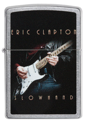 Zapalniczka Zippo z przodu chromowana z kolorowym wizerunkiem Erica Claptona grającego na gitarze