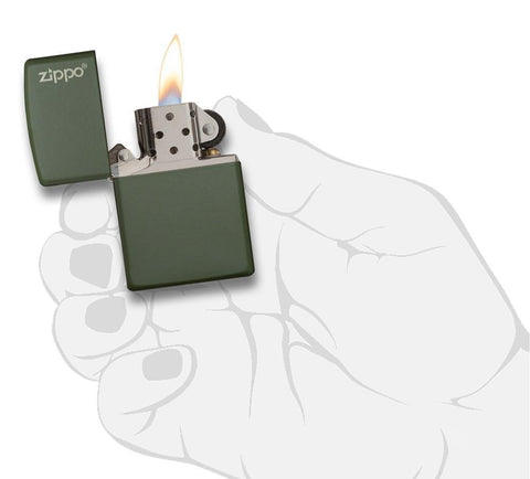 221ZL, Green Matte with Zippo Logo, Color Image, Classic Case