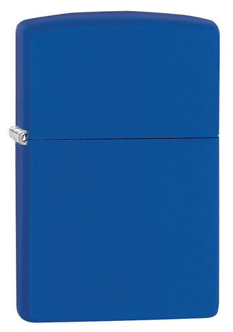 Widok z przodu kąt 3/4 zapalniczka Zippo Royal Blue Matte model podstawowy