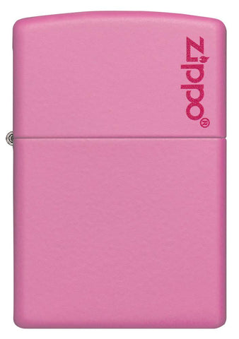 Widok z przodu zapalniczka Zippo Pink Matte model podstawowy z logo Zippo