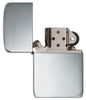 Zapalniczka Zippo 1941 Replika w srebrze próby 925 Widok z przodu otwarty w polerowanym srebrze optycznym