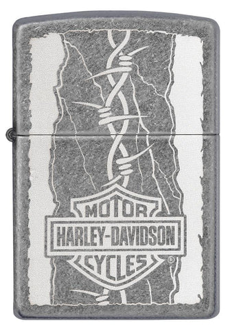 29560, Harley-Davidson Barbed Wire, Laser Engrave, Antique Silver Plate, Classic Case