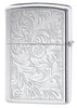 Widok z tyłu zapalniczka Zippo High Polish Chrome ze wzorem weneckim